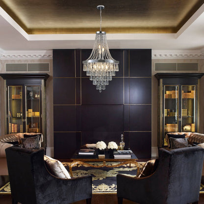 Amber Ten Light Metal Chandelier With Amber Shades