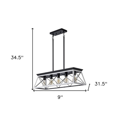 White Five Light Metal Chandelier With White Shades