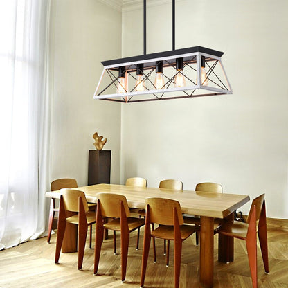 White Five Light Metal Chandelier With White Shades