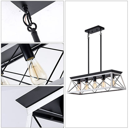 White Five Light Metal Chandelier With White Shades