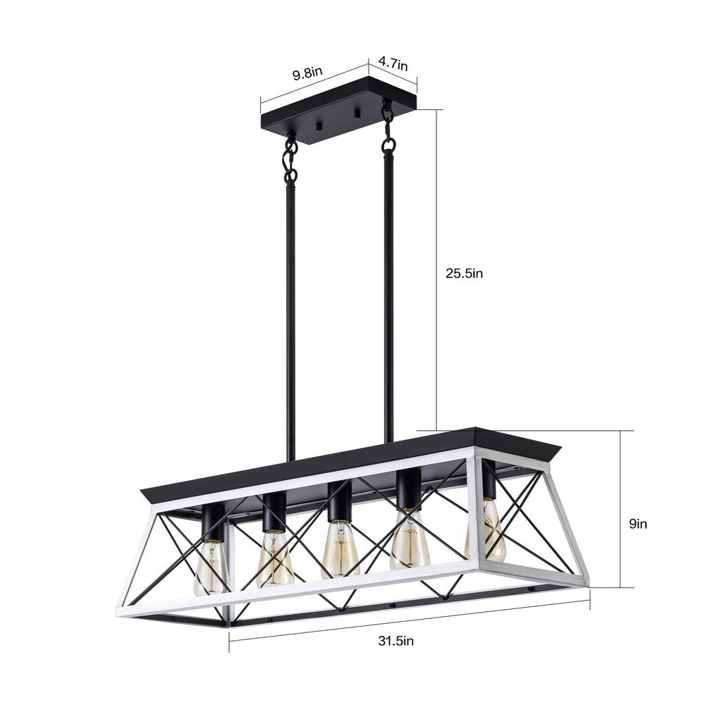 White Five Light Metal Chandelier With White Shades