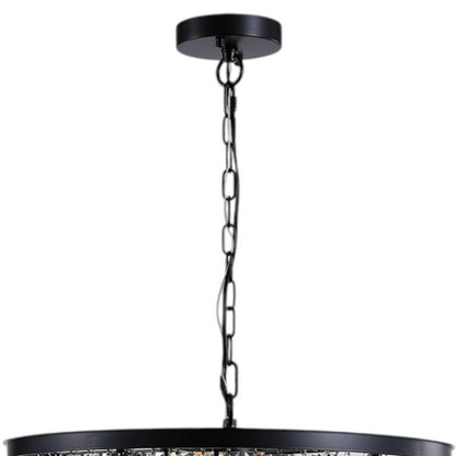 Black Seven Light Metal Chandelier With Black Shades