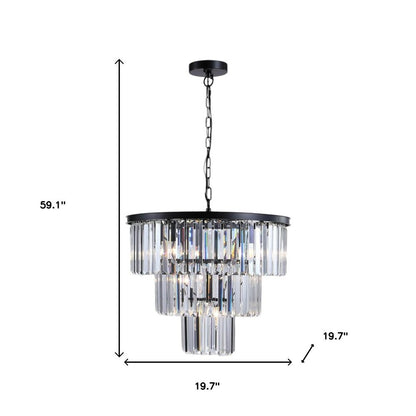 Black Seven Light Metal Chandelier With Black Shades