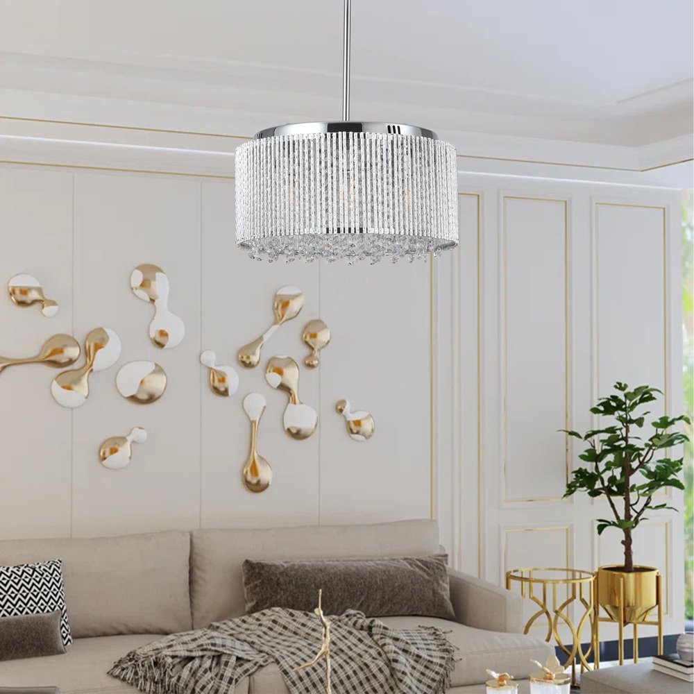 Clear Seven Light Crystal Chandelier With Clear Shades