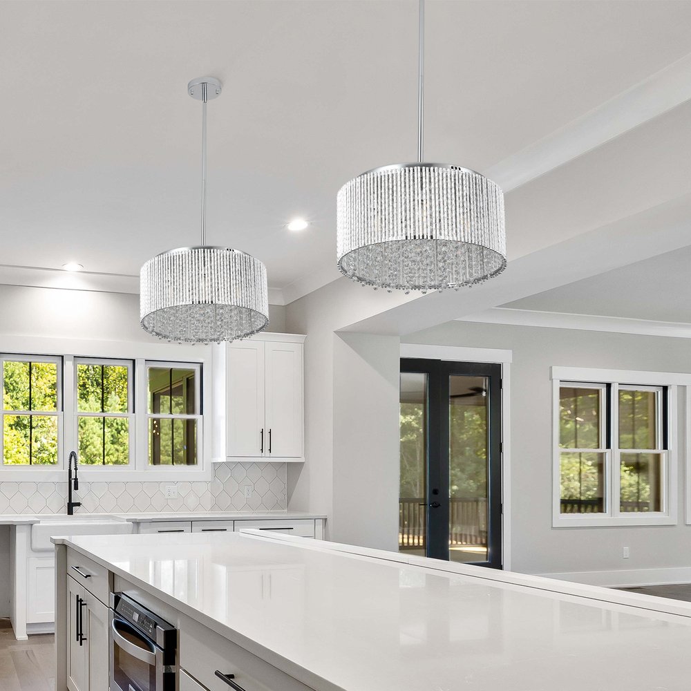 Clear Seven Light Crystal Chandelier With Clear Shades