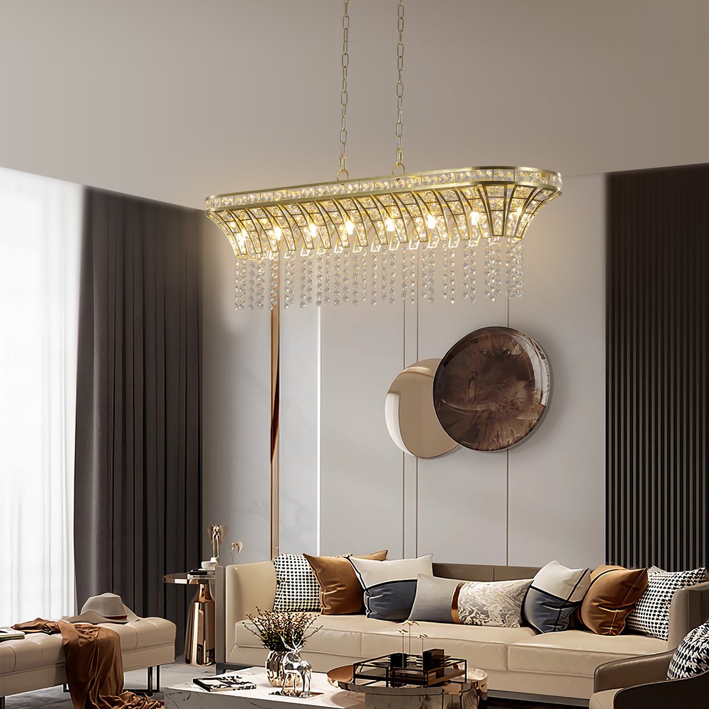 Clear Eight Light Crystal Chandelier With Clear Shades
