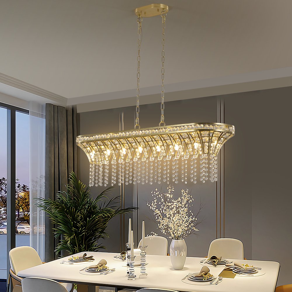 Clear Eight Light Crystal Chandelier With Clear Shades