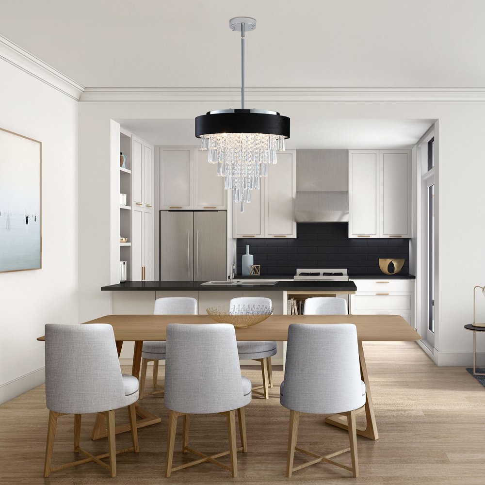 Clear Five Light Crystal Chandelier With Clear Shades