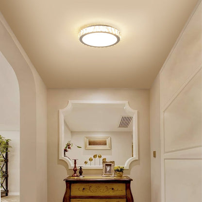Clear Crystal Flush Chandelier With Clear Shades