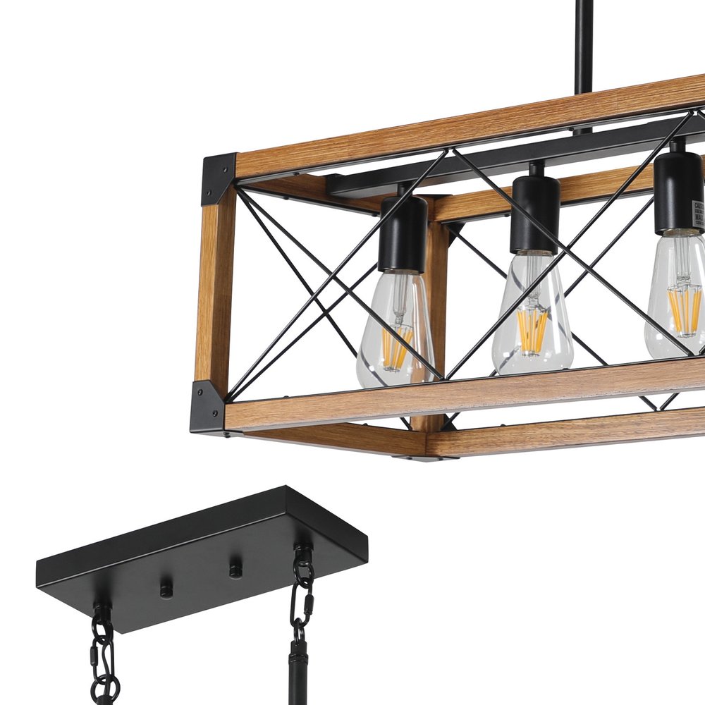 Brown Five Light Metal Chandelier With Brown Shades