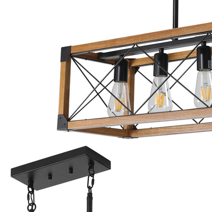 Brown Five Light Metal Chandelier With Brown Shades