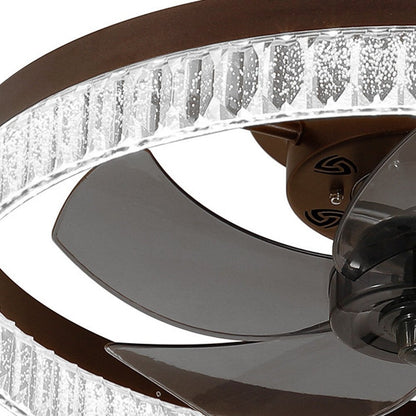 Brown Metal Smart Enabled Semi-Flush Chandelier With Brown Shades