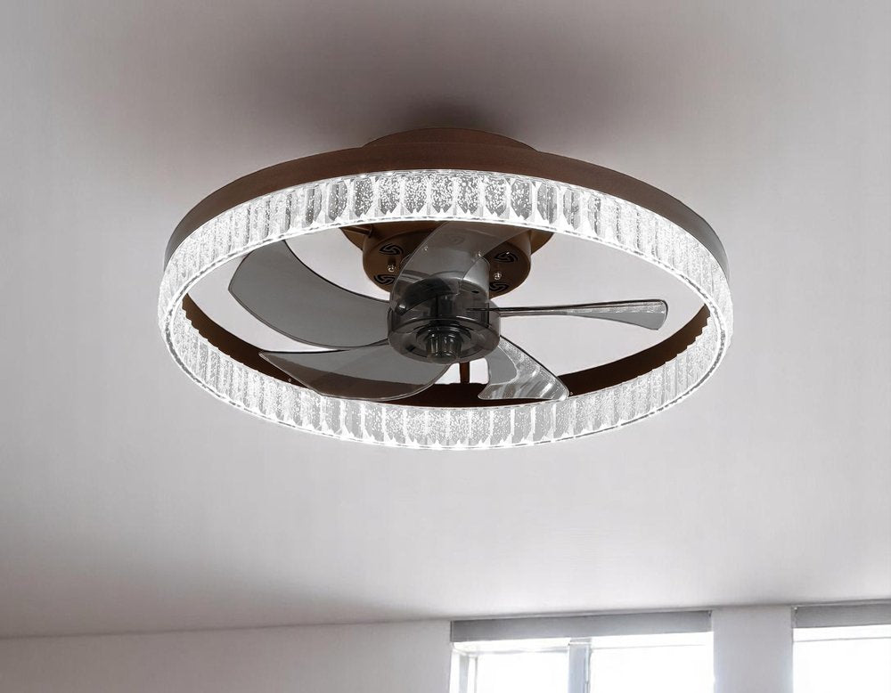 Brown Metal Smart Enabled Semi-Flush Chandelier With Brown Shades
