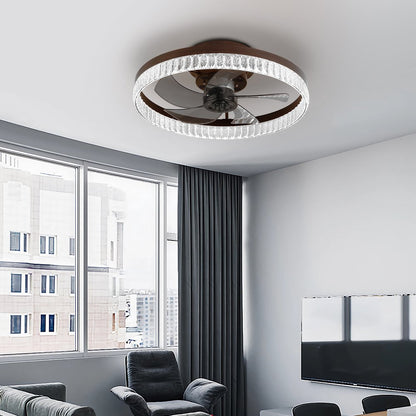 Brown Metal Smart Enabled Semi-Flush Chandelier With Brown Shades