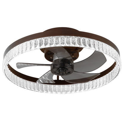 Brown Metal Smart Enabled Semi-Flush Chandelier With Brown Shades