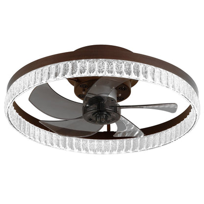 Brown Metal Smart Enabled Semi-Flush Chandelier With Brown Shades