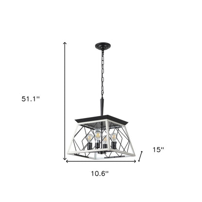White Four Light Metal Chandelier With White Shades