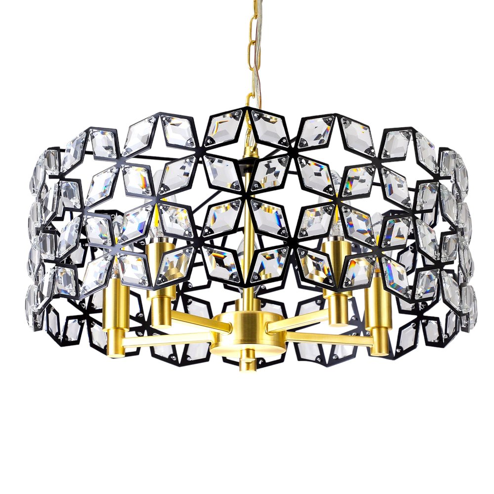 Clear Five Light Crystal Chandelier With Clear Shades
