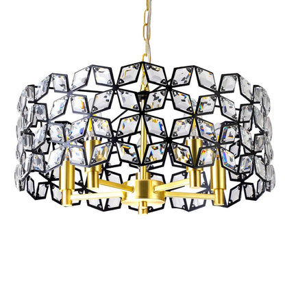 Clear Five Light Crystal Chandelier With Clear Shades