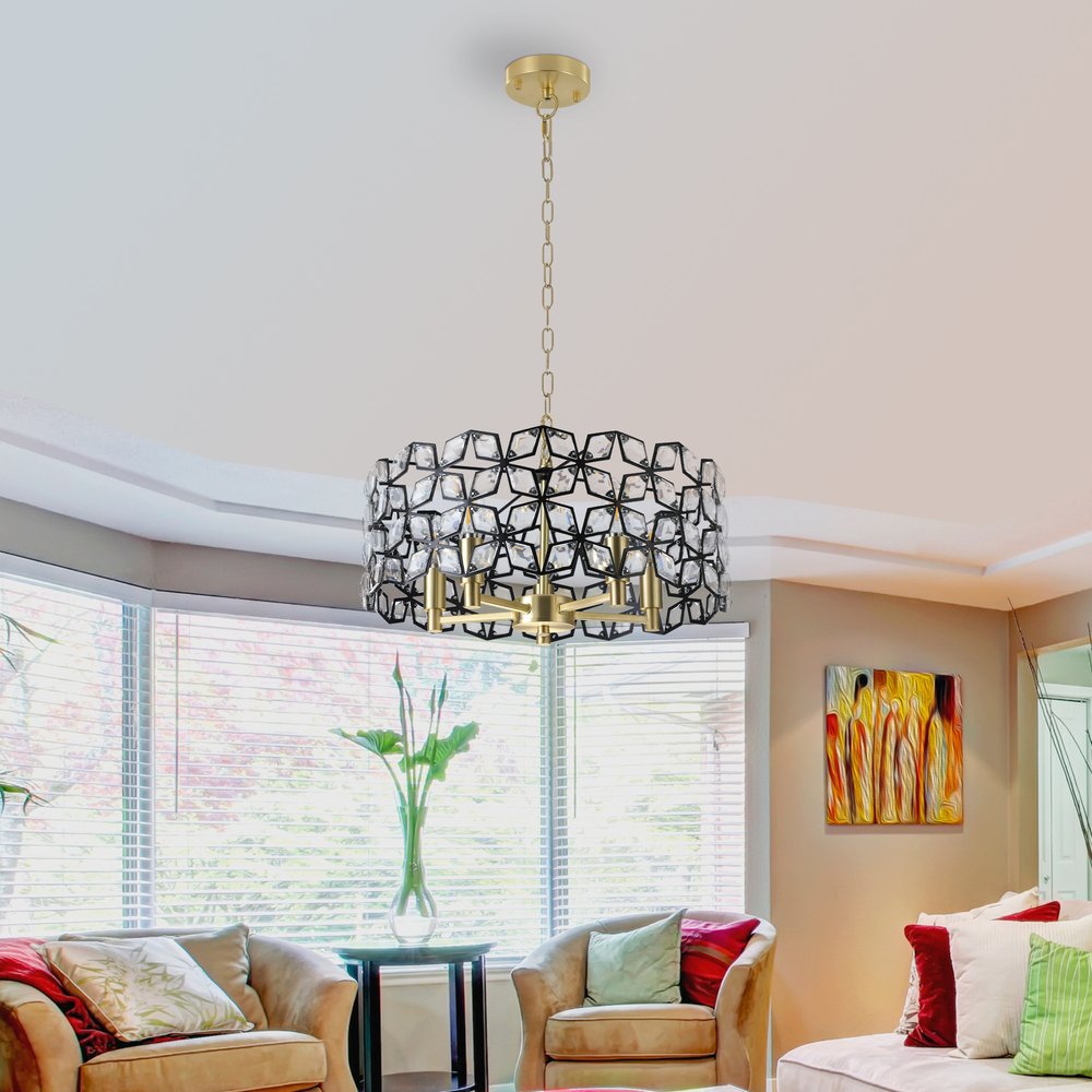 Clear Five Light Crystal Chandelier With Clear Shades