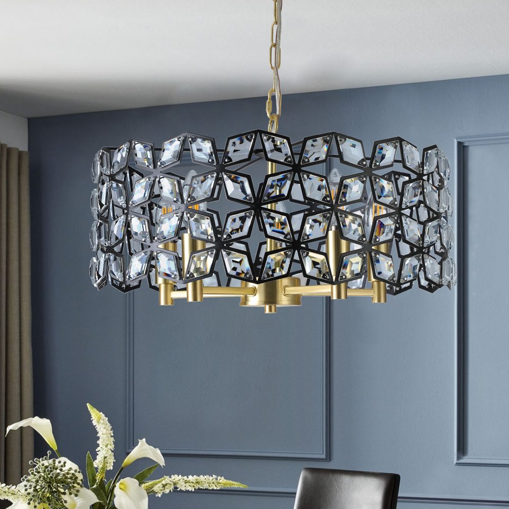 Clear Five Light Crystal Chandelier With Clear Shades