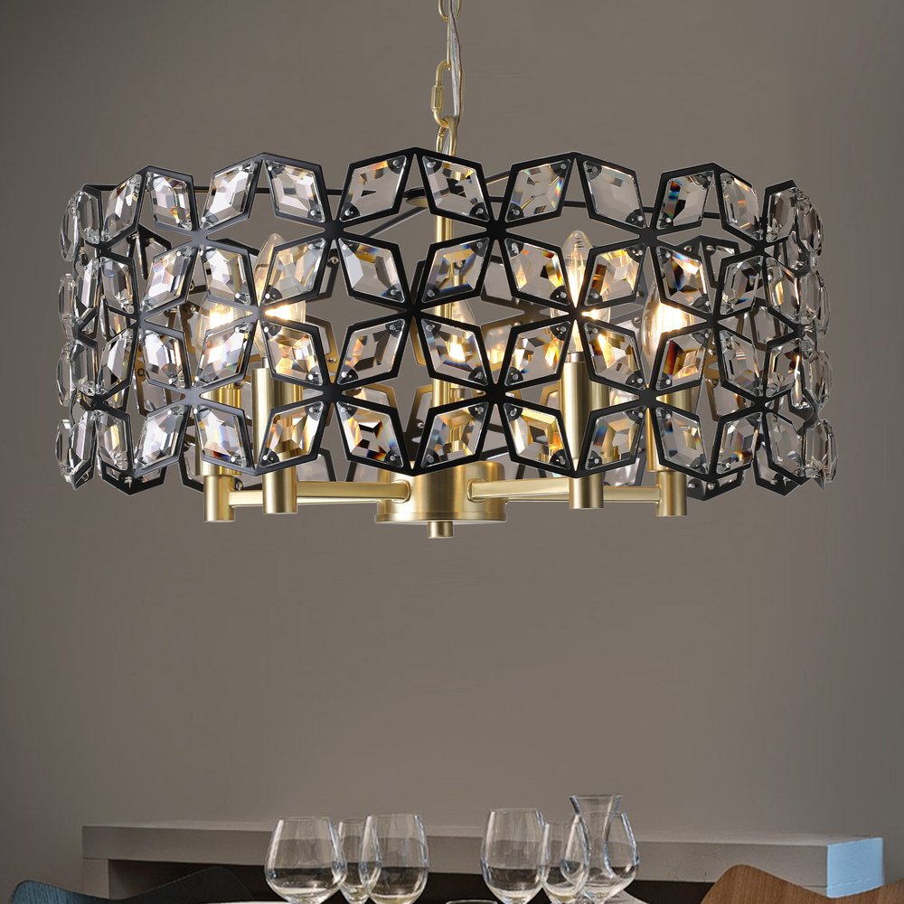 Clear Five Light Crystal Chandelier With Clear Shades