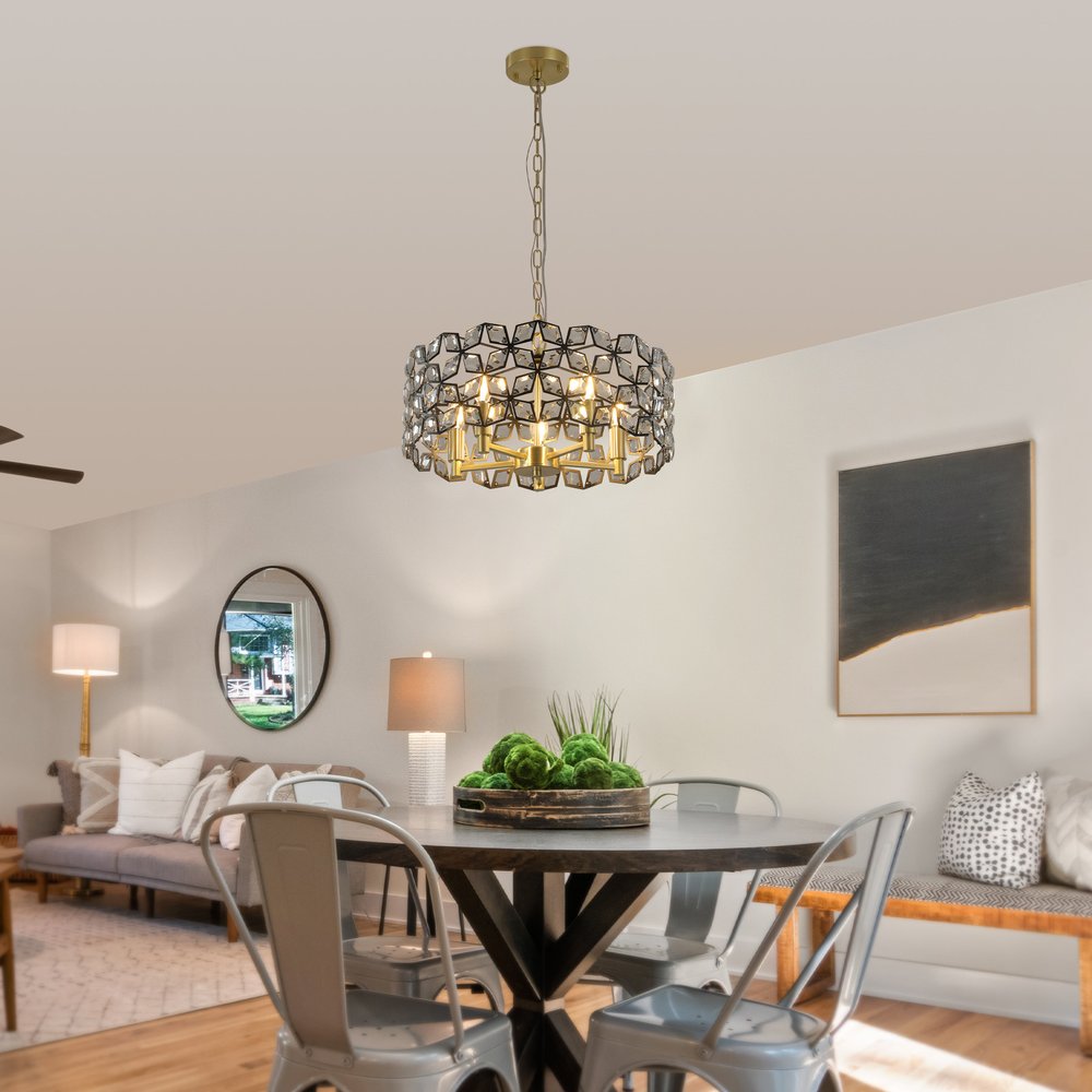 Clear Five Light Crystal Chandelier With Clear Shades