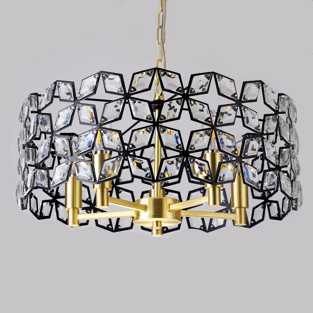 Clear Five Light Crystal Chandelier With Clear Shades