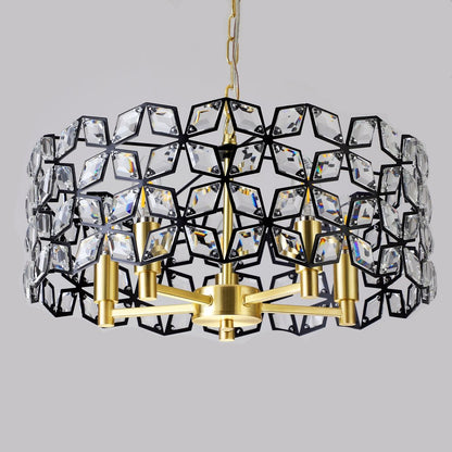 Clear Five Light Crystal Chandelier With Clear Shades