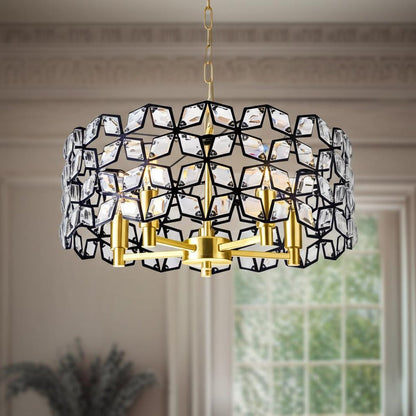 Clear Five Light Crystal Chandelier With Clear Shades