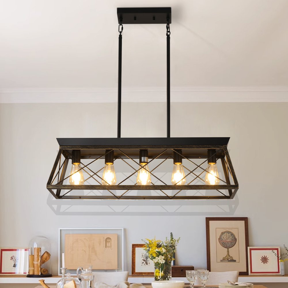 Gold and Black Chandelier Metal Ceiling Light