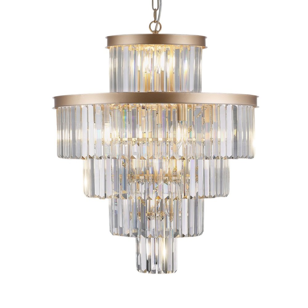 Gold Multi Light Metal Chandelier With Gold Shades