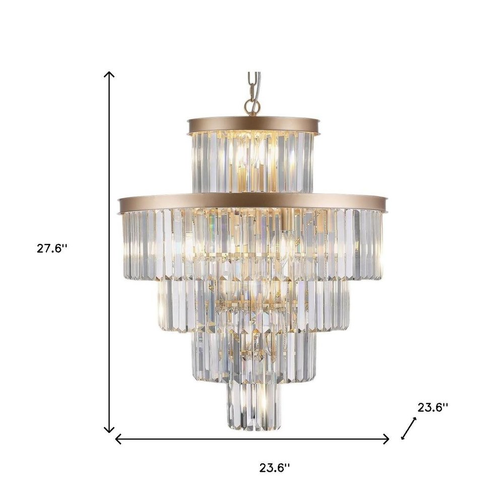 Gold Multi Light Metal Chandelier With Gold Shades