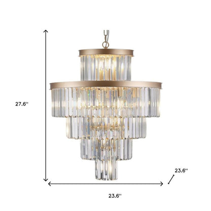 Gold Multi Light Metal Chandelier With Gold Shades