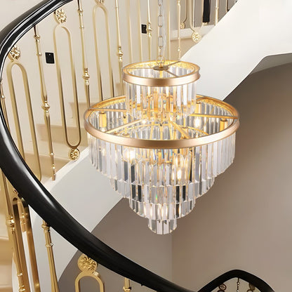 Gold Multi Light Metal Chandelier With Gold Shades