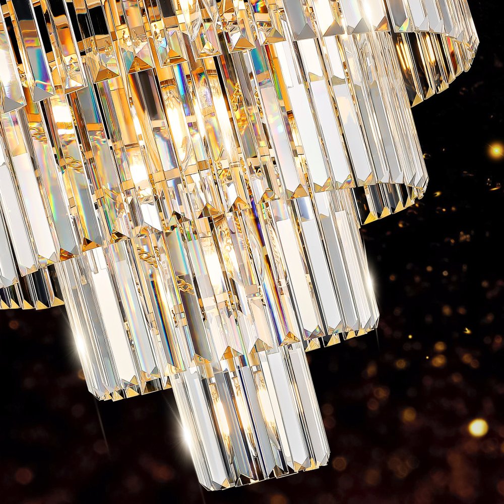 Gold Multi Light Metal Chandelier With Gold Shades