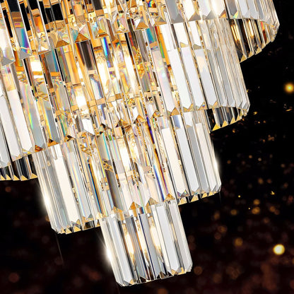 Gold Multi Light Metal Chandelier With Gold Shades