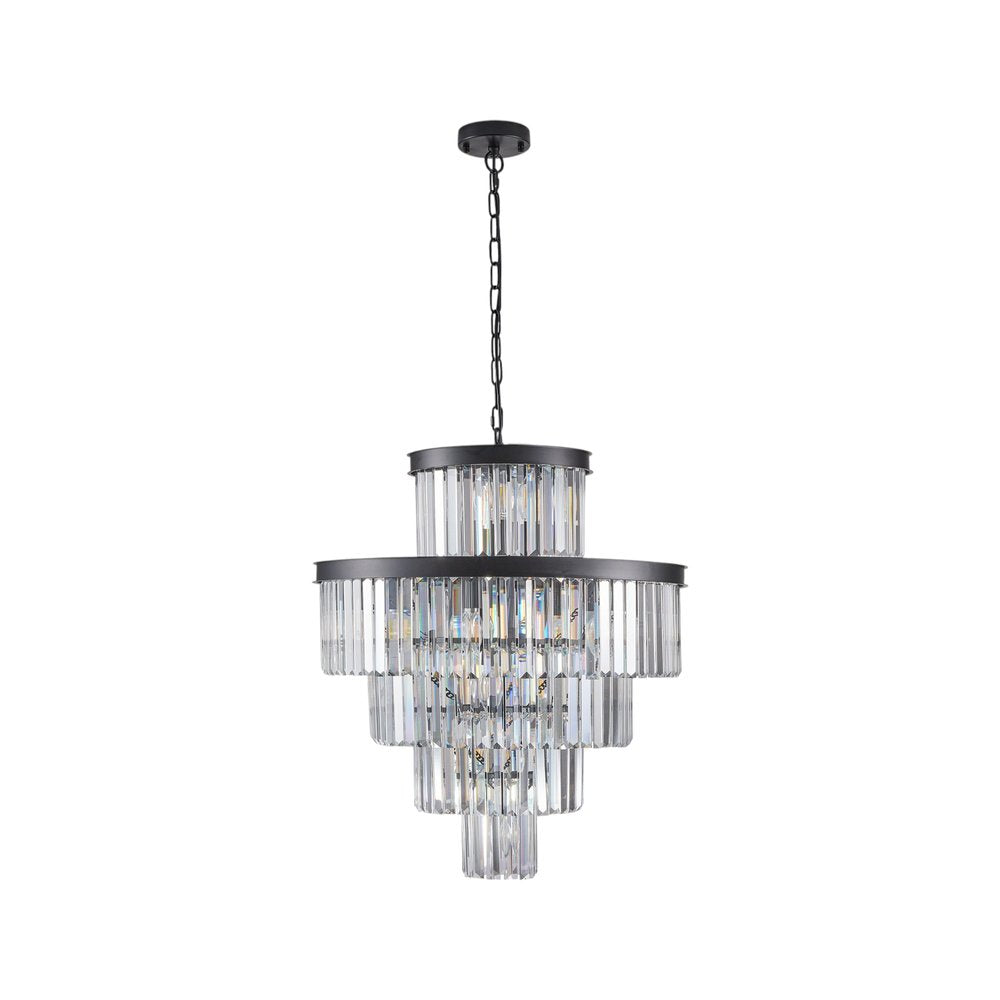 Black Multi Light Metal Chandelier With Black Shades