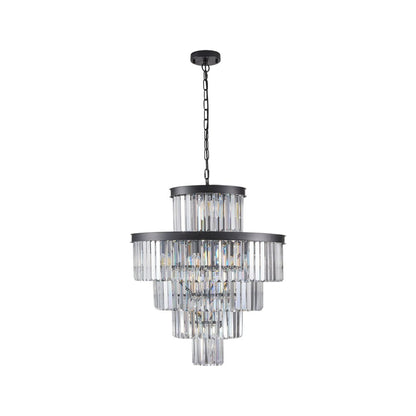Black Multi Light Metal Chandelier With Black Shades