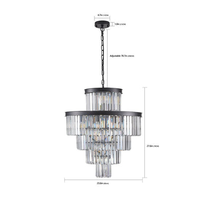 Black Multi Light Metal Chandelier With Black Shades