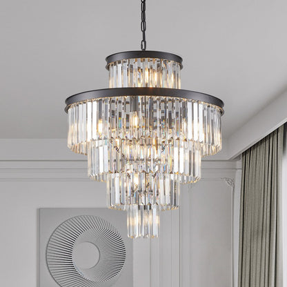 Black Multi Light Metal Chandelier With Black Shades