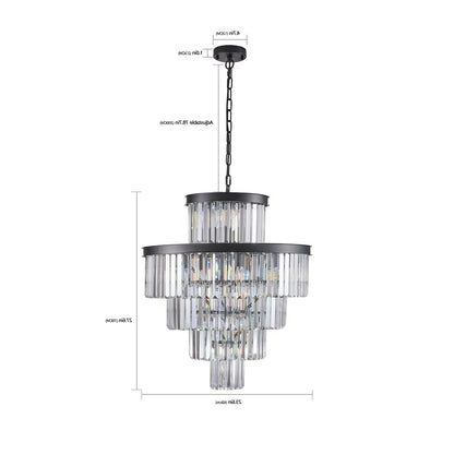 Black Multi Light Metal Chandelier With Black Shades