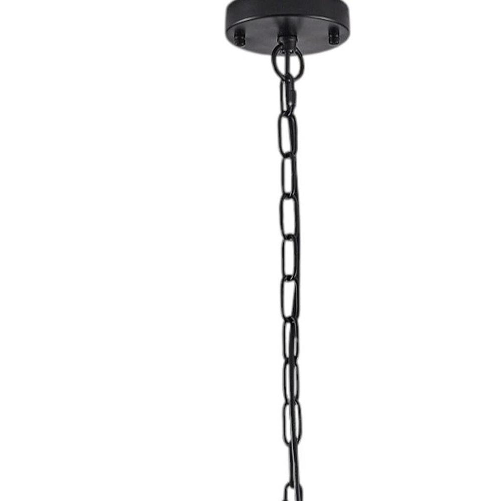 Black Multi Light Metal Chandelier With Black Shades