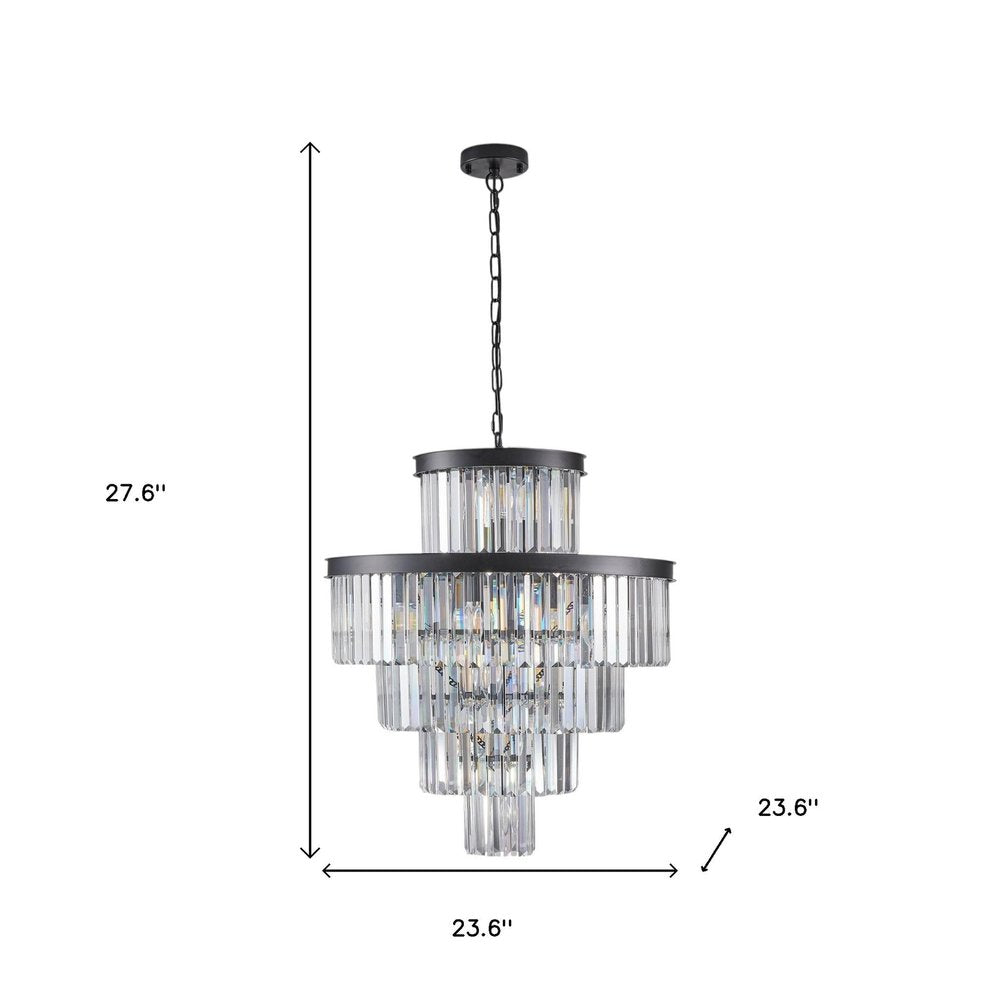 Black Multi Light Metal Chandelier With Black Shades