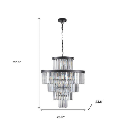 Black Multi Light Metal Chandelier With Black Shades