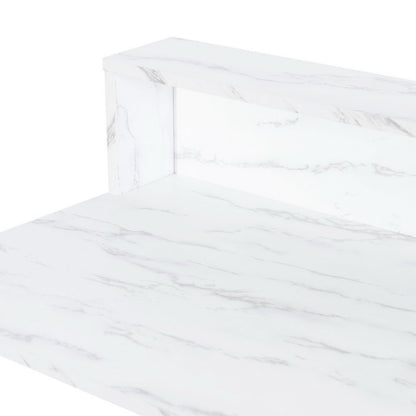 41" White And Gold Faux Marble and Steel Vanity Table with Mirror