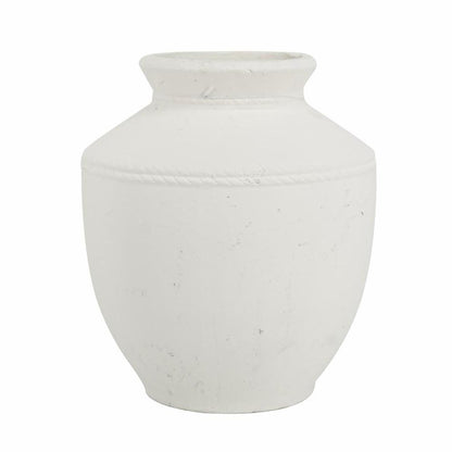 16" White Terracotta Round Jug Vase