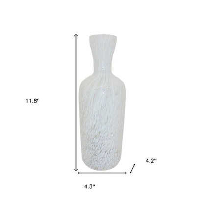 12" Opal Swirl Art Glass Cylinder Table Vase