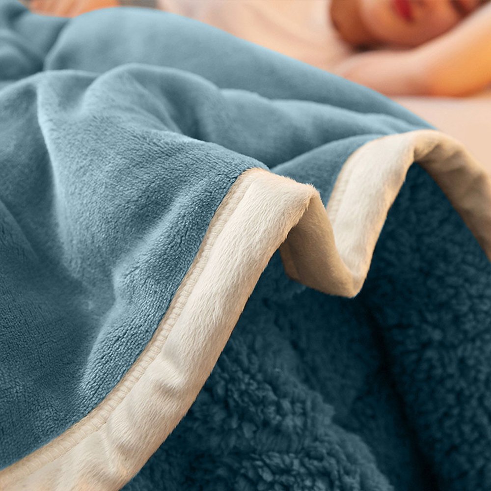 79" X 87" Blue Flannel Woven Throw Blanket