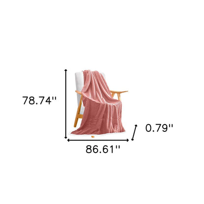 79" X 87" Pink Flannel Knitted Throw Blanket